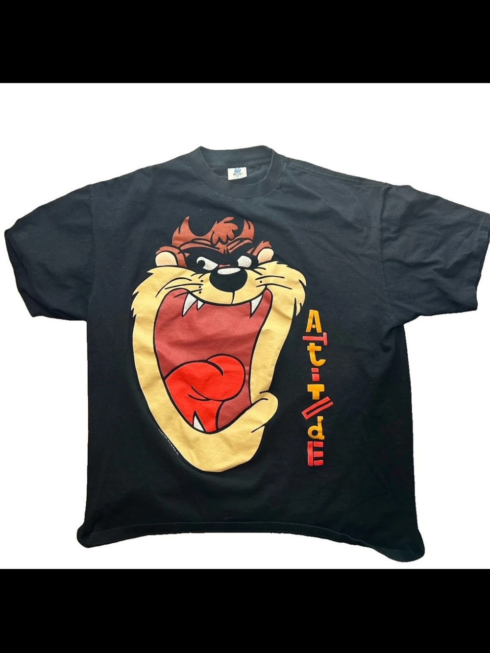 Vintage Tasmanian Devil Black T-shirt Tee Crewneck. 90’s Looney Tunes XL